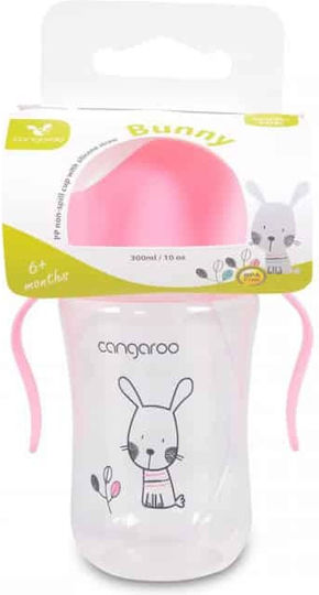 Cangaroo Παιδικό Ποτηράκι με Λαβές και Καλαμάκι από Πλαστικό Ροζ 300ml για 6m+