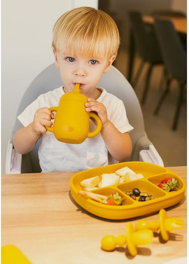 Interbaby Παιδικό Ποτηράκι με Λαβές και Καλαμάκι από Σιλικόνη Γαλάζιο 175ml για 6m+