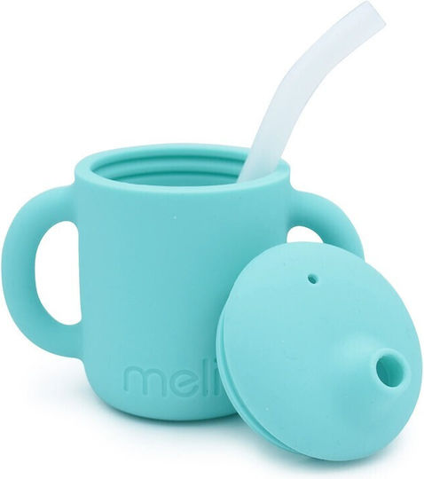 Melii Toddler Cup with Handles and Straw Made of Blue Silicone 160ml