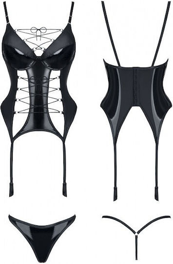 Demoniq Ruth Κορμάκι Corset with Lacing Μαύρο
