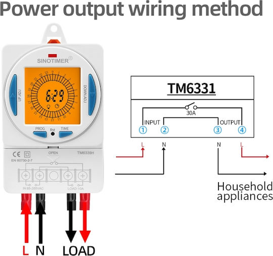 Timer Sinotimer 200-250VAC 50/60Hz 24 Stunden LCD Bildschirm Tm6339h-30d