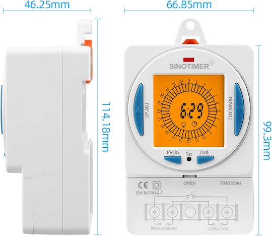 Timer Sinotimer 200-250VAC 50/60Hz 24 Stunden LCD Bildschirm Tm6339h-30d