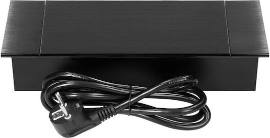 Eingebaute Steckdosenleiste auf der Arbeitsfläche Abdeckung 2x Steckdosen Schwarz 230V 2x USB-A+C 3,6A Schwarz 1,5 m