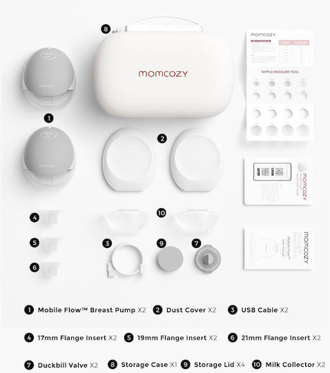 Momcozy M9 Портативна Двойна Помпа за Кърма с Батерия Сива 150ml