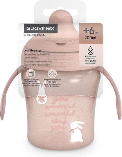 Suavinex Biberon Educațional din Plastic cu Mânere Roz pentru 6m+ 200ml