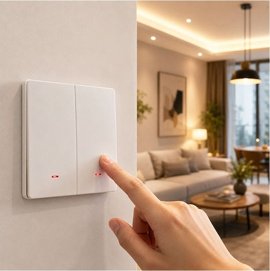 Qoltec Smart Switch 2 Circuits Wi-fi Timer Tuya Smart Life White