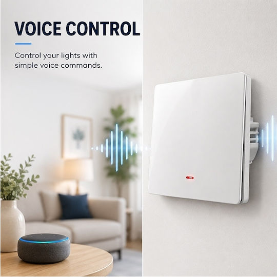 Qoltec Smart Light Switch 1 Position Wi-fi Timer Tuya Smart Life White