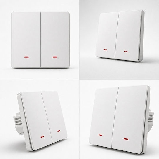 Qoltec Smart Switch 2 Circuits Wi-fi Timer Tuya Smart Life White