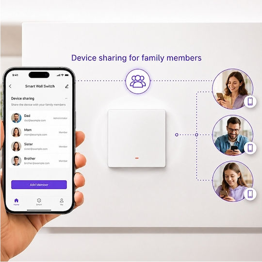 Qoltec Smart Light Switch 1 Position Wi-fi Timer Tuya Smart Life White