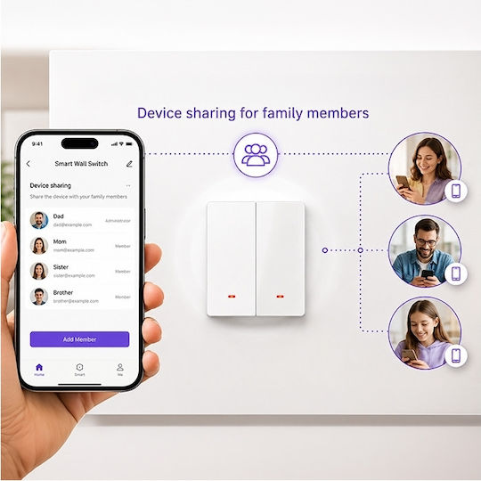 Qoltec Smart Switch 2 Circuits Wi-fi Timer Tuya Smart Life White
