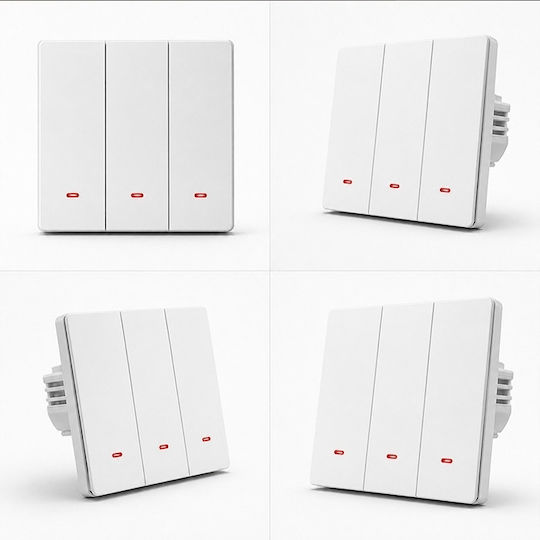 Qoltec Умен стенен прекъсвач 3 канала Wi-Fi таймер Tuya Smart Life бял