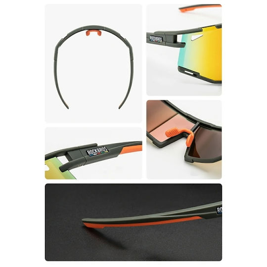 Rockbros Ochelari de ciclism cu ramă portocalie și lentile polarizate