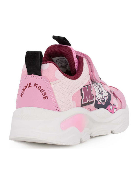Kids Sneakers with Hook & Loop Closure & Lights Pink