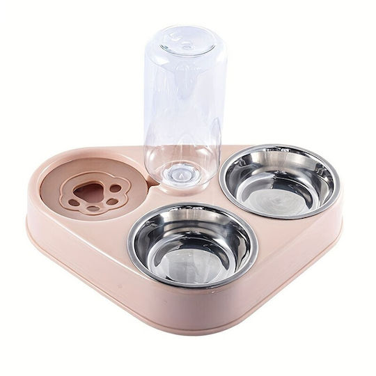 Automatic Stainless Steel Food & Water Bowl with Container for Dog & Cat 2 x 500ml 28x30cm