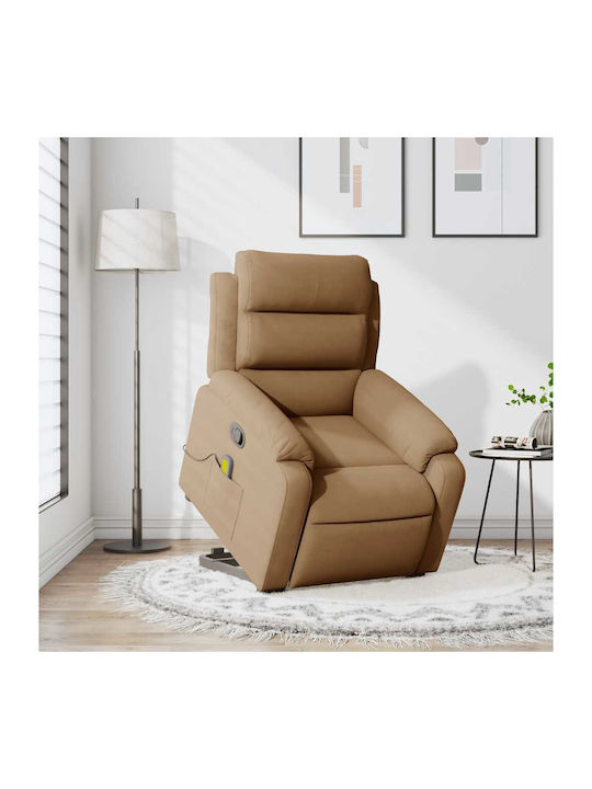 Relax Sessel mit Fußhocker Samt Braun 75x92.5x100cm