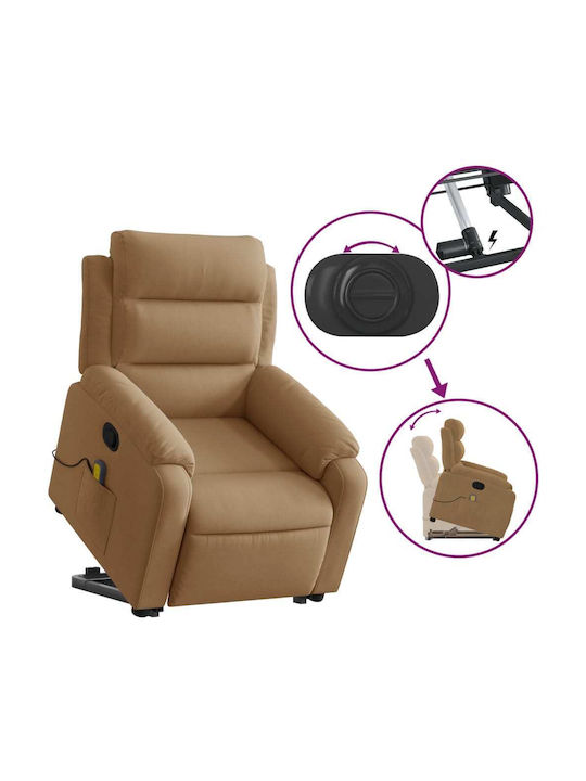 Relax Sessel mit Fußhocker Samt Braun 75x92.5x100cm