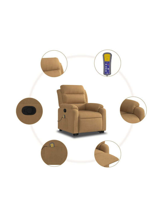 Relax Sessel mit Fußhocker Samt Braun 75x92.5x100cm