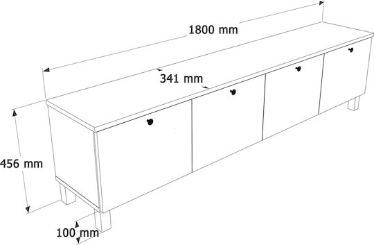 TV Stand Edda White/Natural W180xD34.1xH45.6cm