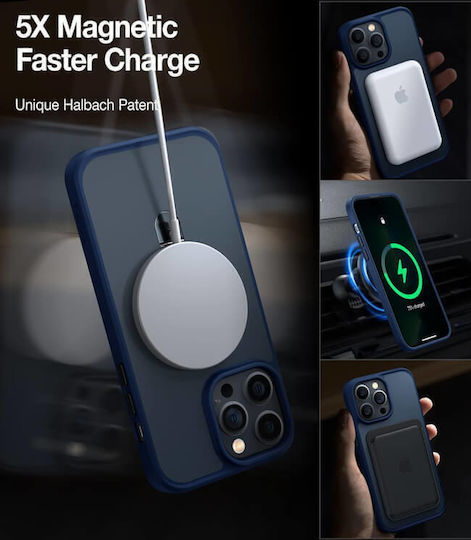 Torras Ostand Matt Magsafe Umschlag Rückseite Silikon Marineblaue Für iPhone 15 Pro Max