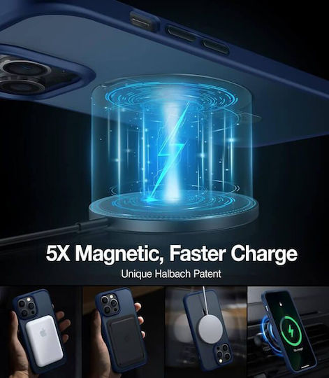Torras Ostand Matt Magsafe Umschlag Rückseite Silikon Marineblaue Für iPhone 15 Pro Max