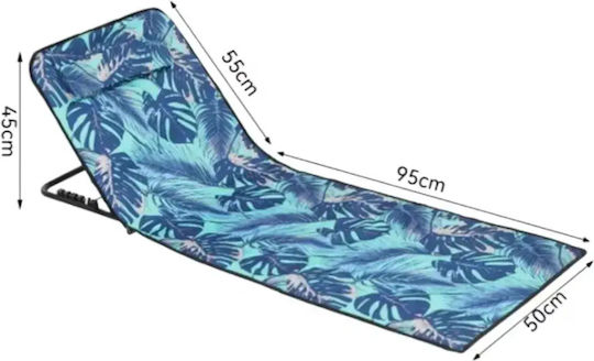 Abyz Strandliege Blau Klappbar Stahl mit Kissen 145x50cm