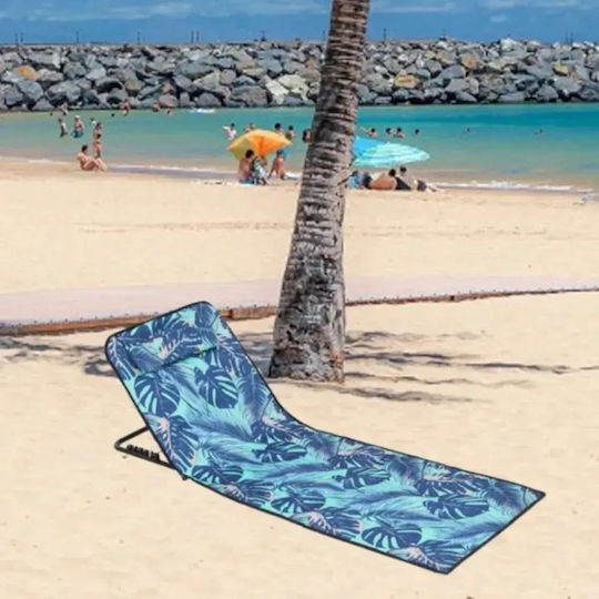 Abyz Strandliege Blau Klappbar Stahl mit Kissen 145x50cm