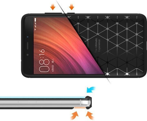 Forcell Brushed Carbon Fiber Back Cover Σιλικόνης Μαύρο (Redmi Note 4)