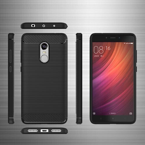 Forcell Brushed Carbon Fiber Back Cover Σιλικόνης Μαύρο (Redmi Note 4)