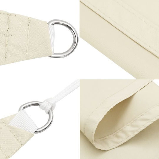 vidaXL Triangle Shade Sail Ecru With Hoop & with PU Coating 4m made of Oxford fabric