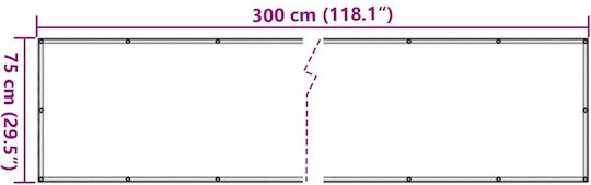 vidaXL Rechteckiger Veranda-Teiler Beige im Rollen mit Hoop und mit PU-Beschichtung 0,75x3x3m aus Oxford-Gewebe