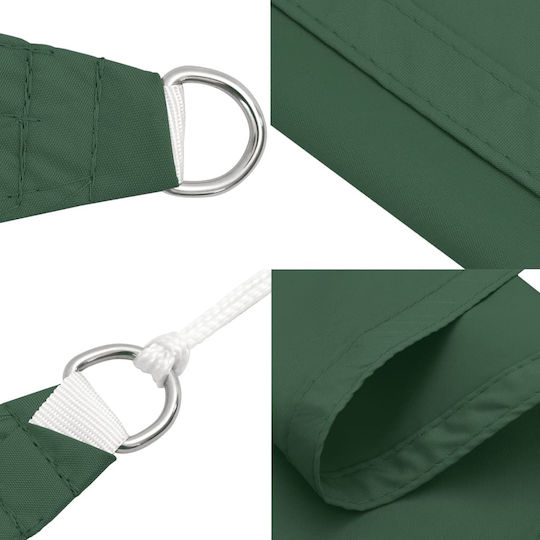 vidaXL Pânză Triunghiulară De Umbrire Verde Cu Cerc Și Cu Strat PU 3x3x4.24m Confecționată Din Țesătură Oxford