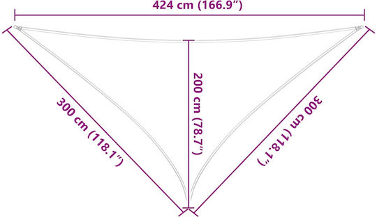 vidaXL Triangle Shade Sail Yellow with PU Coating 3x4.24x4.24m