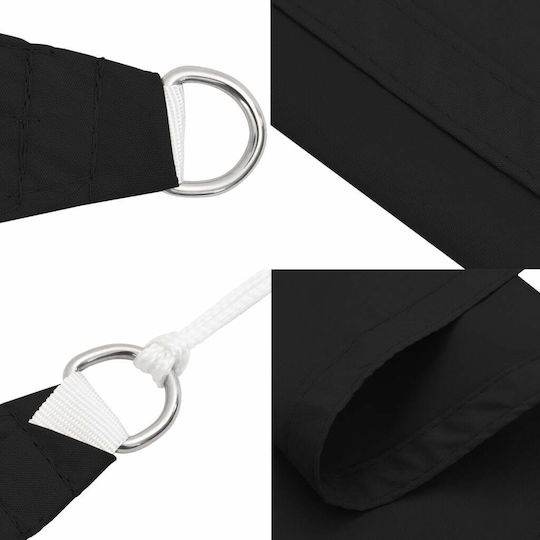 vidaXL Triangle Shade Sail Black With Hoop & with PU Coating 4m made of Oxford fabric