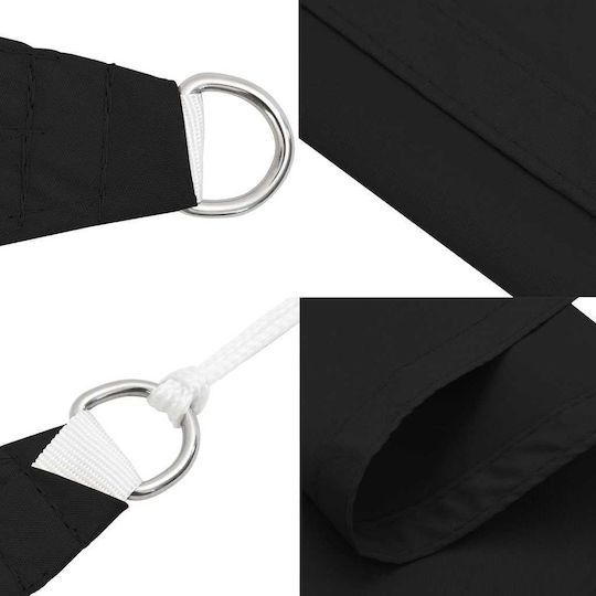 vidaXL Triangle Shade Sail Black With Hoop & with PU Coating 3x4m made of Oxford fabric