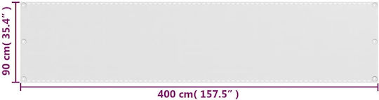 vidaXL Rechteckiger Veranda-Teiler Schattengewebe Weiß mit Hoop 0.9x4m hergestellt aus HDPE