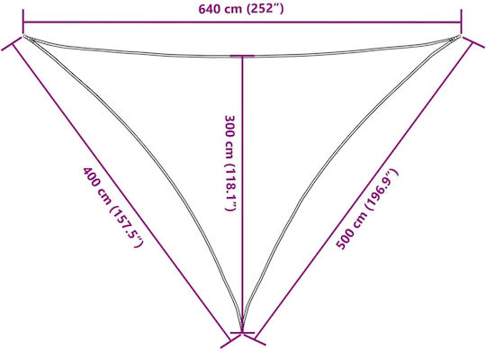 vidaXL Triunghi Umbrela Sail Portocaliu Cu cerc & cu strat PU 4x5x6.4m confecționat din țesătură Oxford