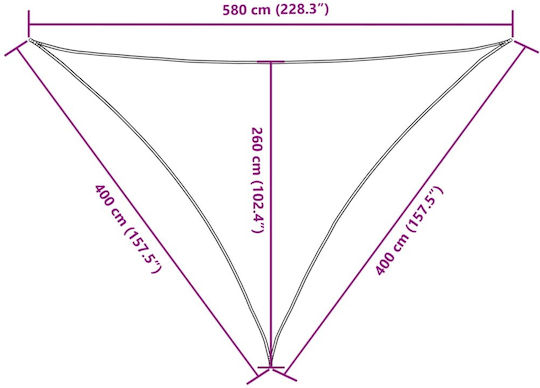 vidaXL Triangle Shade Sail Blue With Hoop & with PU Coating 4x4x5.8m made of Oxford fabric