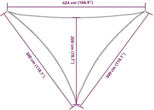 vidaXL Dreieck Sonnensegel Gray Mit Hoop & mit PU-Beschichtung 3x3x4.24m hergestellt aus Oxford-Gewebe