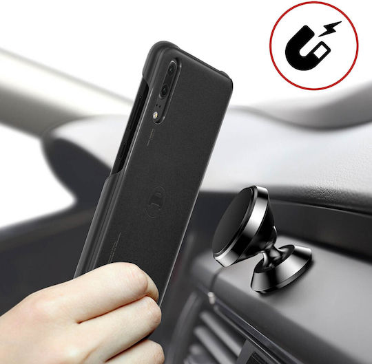 Huawei Car Umschlag Rückseite Kunststoff Magnetisch Schwarz (Huawei P20)
