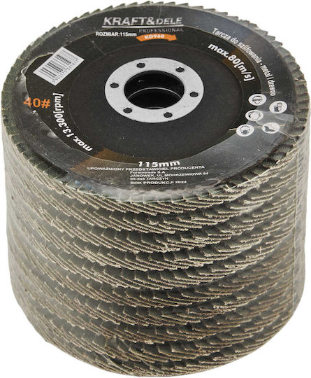 Kraft & Dele Disc de șlefuire P40 pentru șlefuire Μetal, de lemn și Materiale de construcție 115mm 10buc