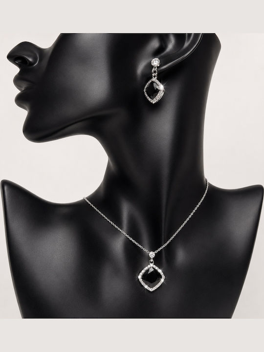 Velve Velve Schmuckset mit Ohrringen und Anhänger aus Silber mit Steinen