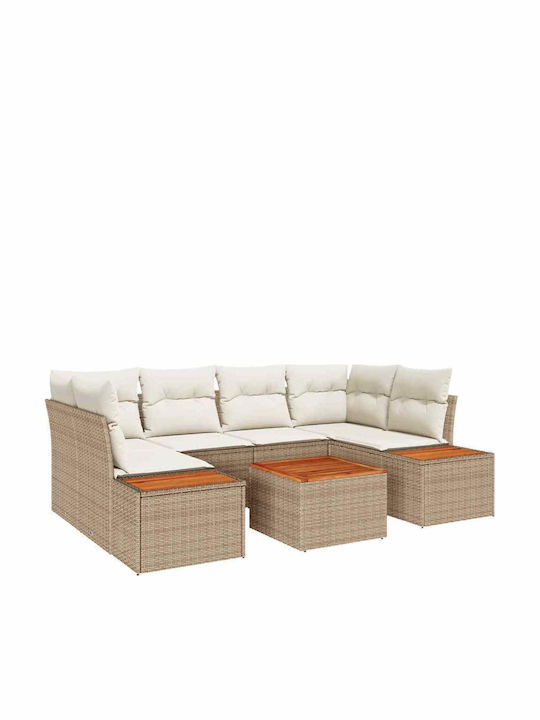 Garden & Outdoor Furniture Set Living Room 6 Pieces Beige with Pillows