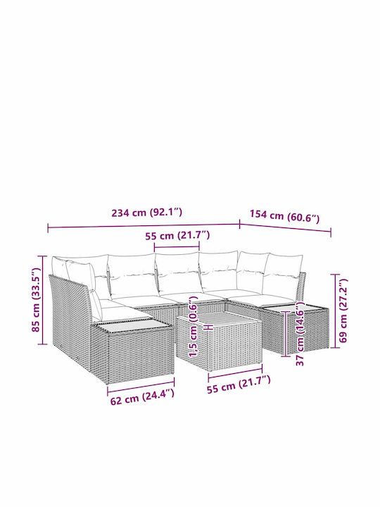 Garden & Outdoor Furniture Set Living Room 6 Pieces Beige with Pillows