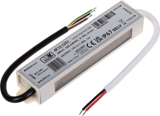 MW Power LED-Netzteile Wasserdicht IP67 Leistung 15W mit Ausgang 12V