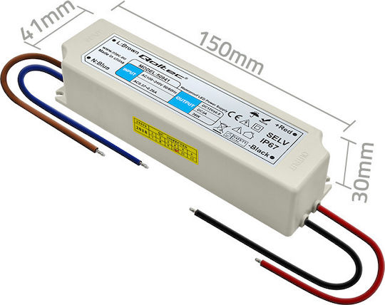 Qoltec Sursă de alimentare LED Etanș IP67 Putere 36W cu Tensiune de Ieșire 12V