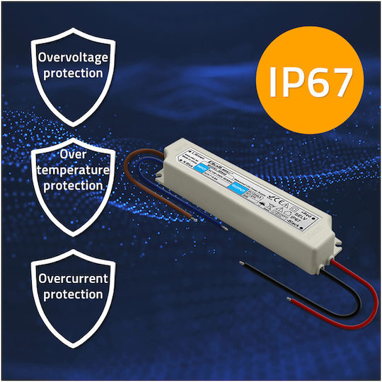 Qoltec LED Захранване Водоустойчиво IP67 Мощност 20W с Изходно Напрежение 12V