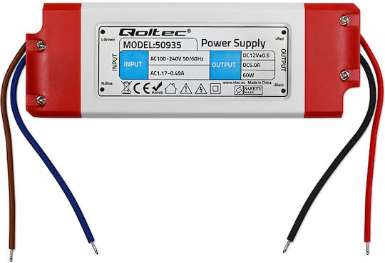 Qoltec LED Захранване IP20 Мощност 60W с Изходно Напрежение 12V