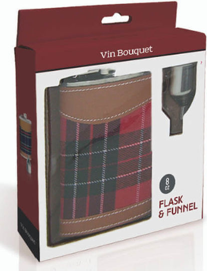 Vin Bouquet Stainless Steel Drinking Flask with Funnel Red 237ml