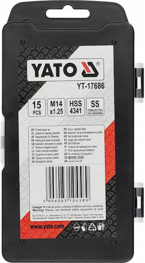 Yato YT-17686 Thread Repair Kit M14x1.25mm Set 15 Pieces