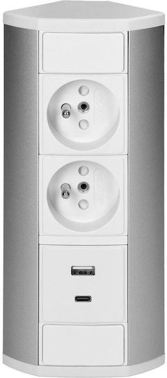 Orno Power Socket with 2 USB Ports White 1pcs